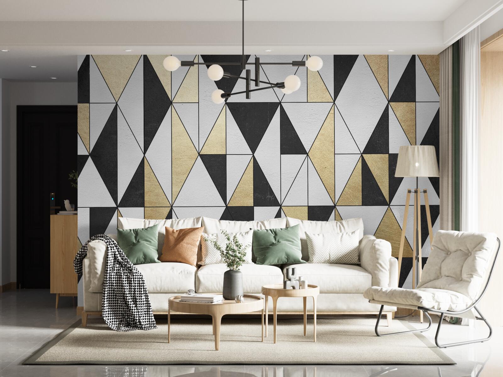 Фотошпалери діаманти в чорному, білому та золотому кольорах