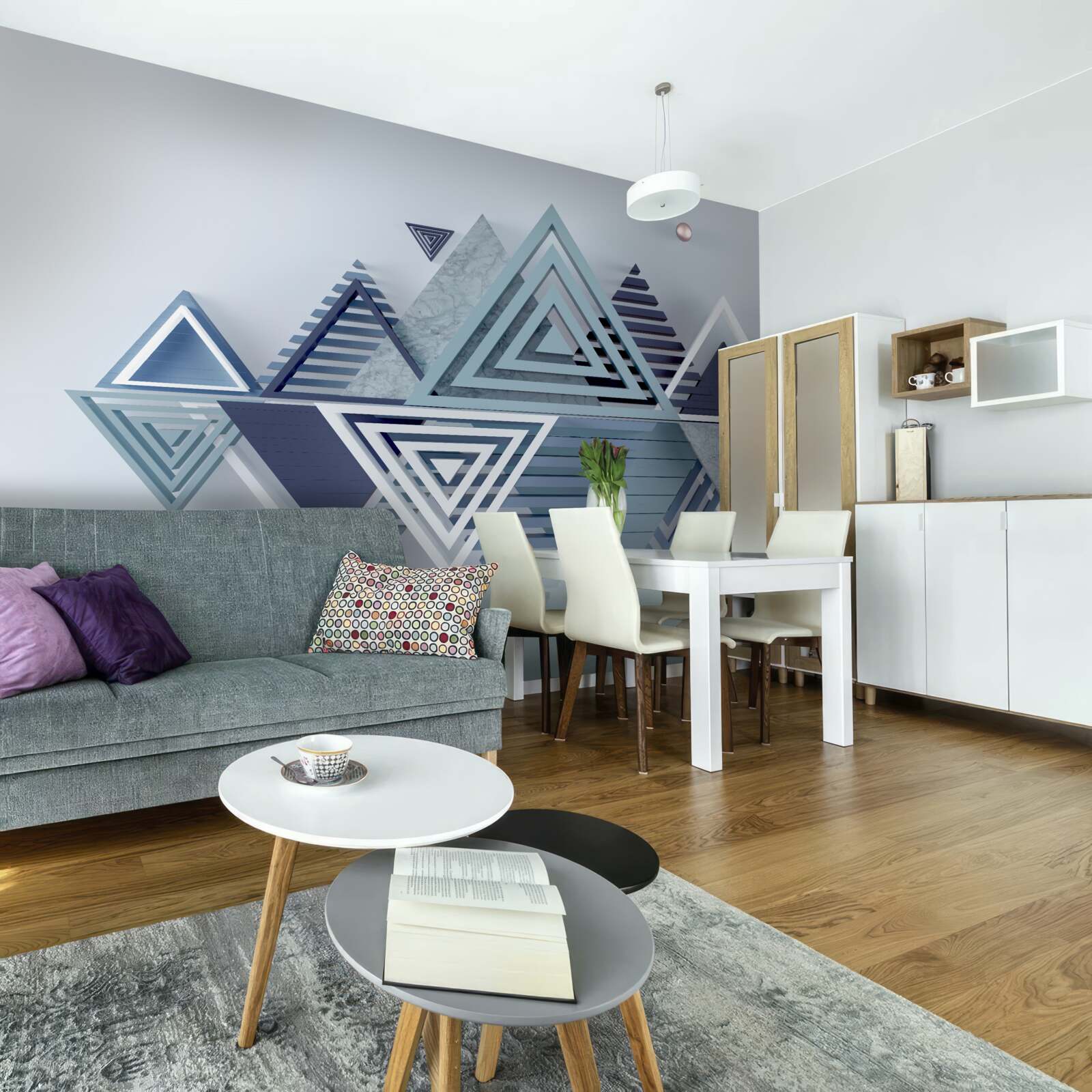 Фотошпалери сучасні тривимірні трикутні форми