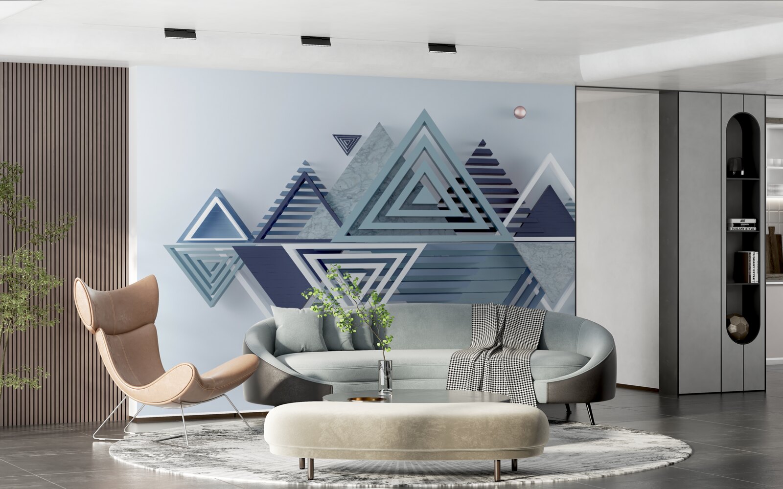 Фотошпалери сучасні тривимірні трикутні форми