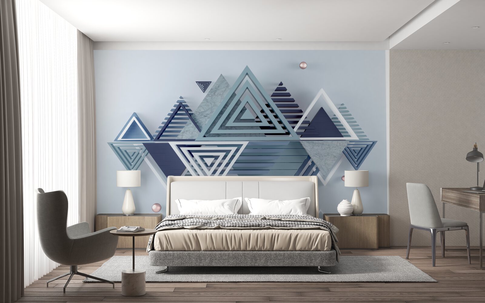 Фотошпалери сучасні тривимірні трикутні форми