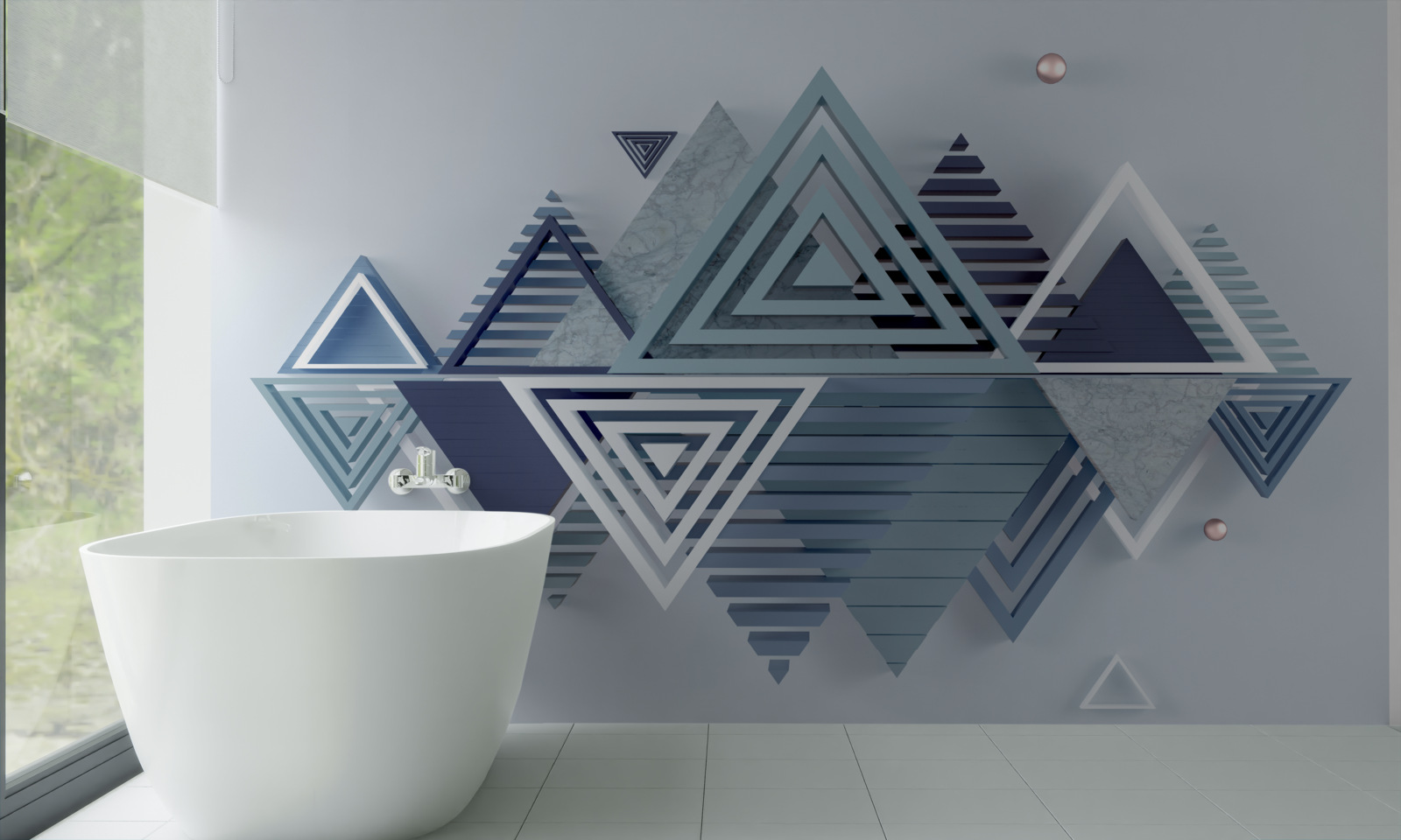 Фотошпалери сучасні тривимірні трикутні форми