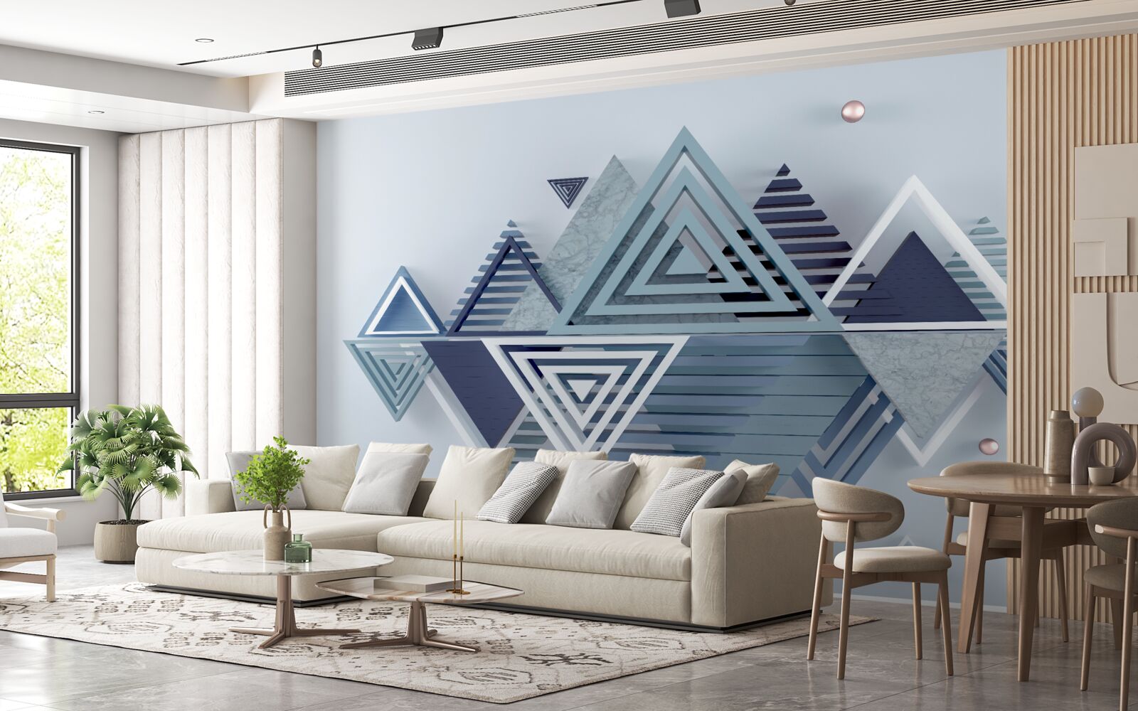 Фотошпалери сучасні тривимірні трикутні форми