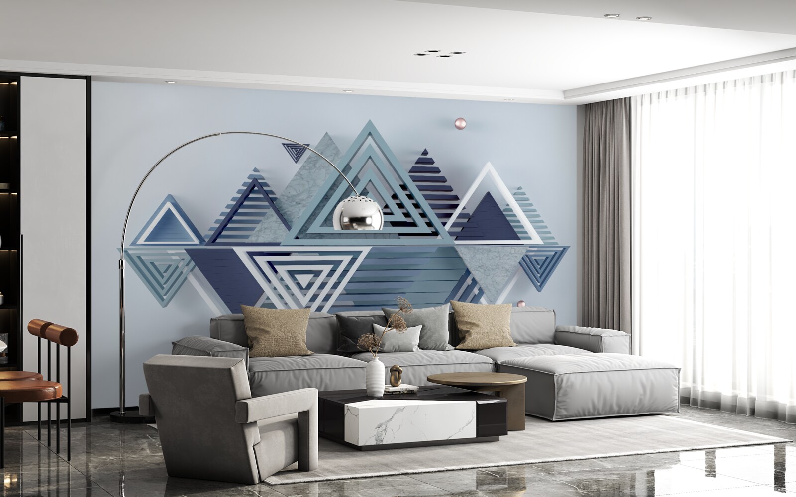 Фотошпалери сучасні тривимірні трикутні форми