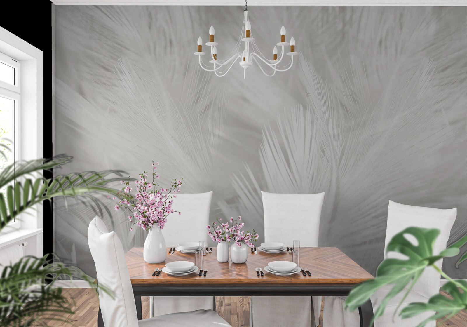 Фотошпалери багато білого пір'я