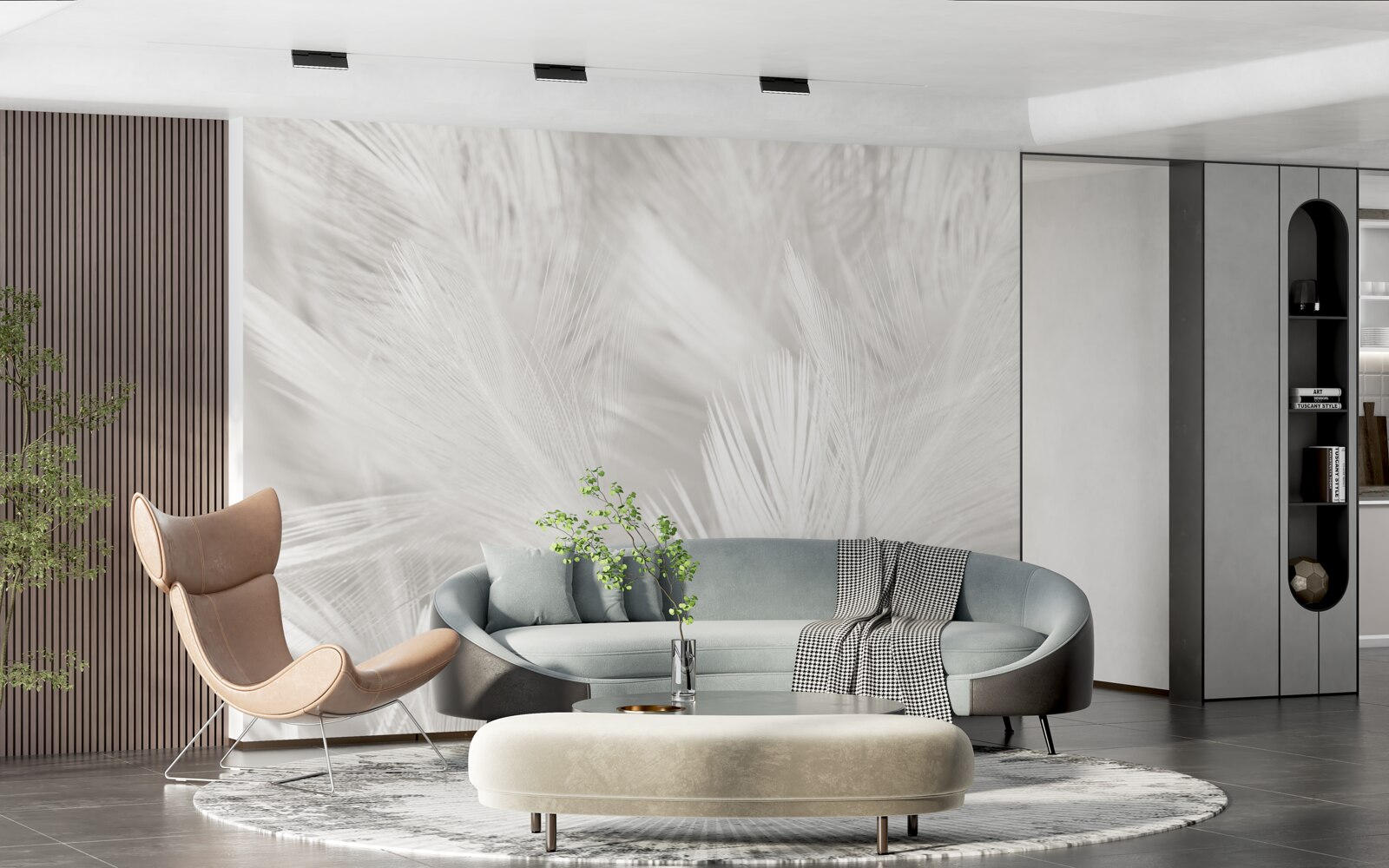 Фотошпалери багато білого пір'я