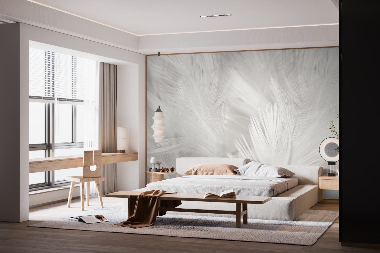 Фотошпалери багато білого пір'я