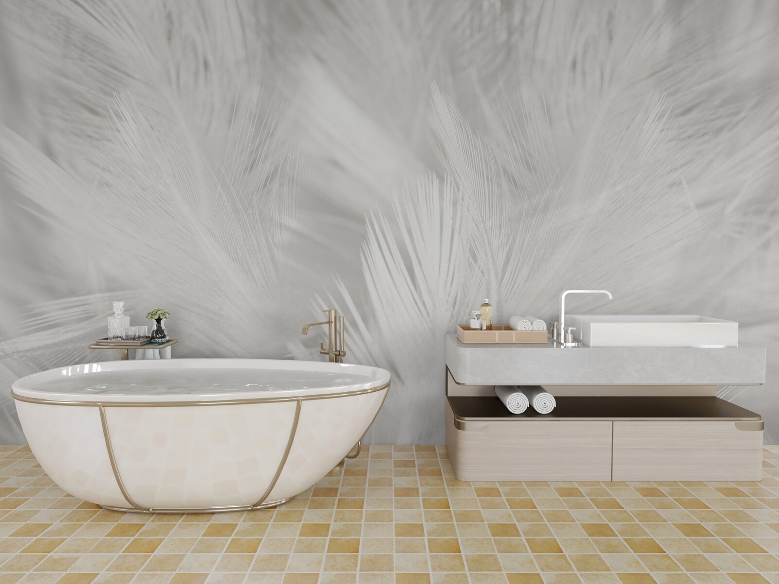 Фотошпалери багато білого пір'я