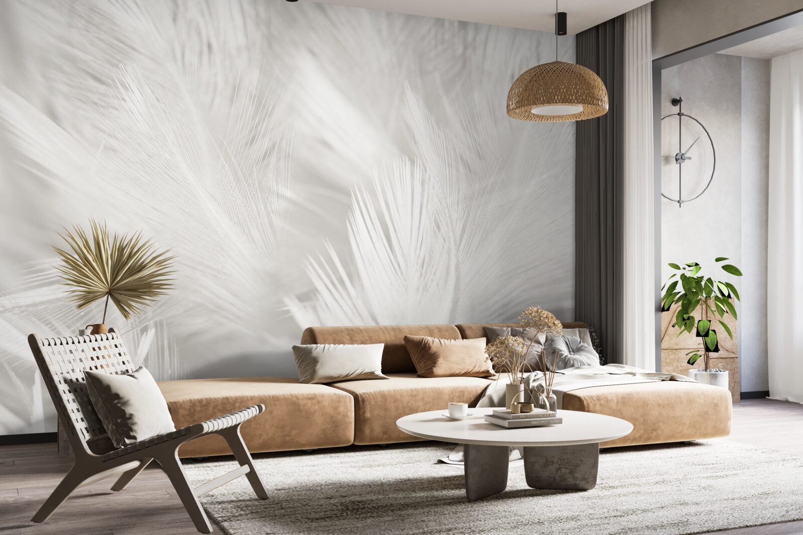 Фотошпалери багато білого пір'я