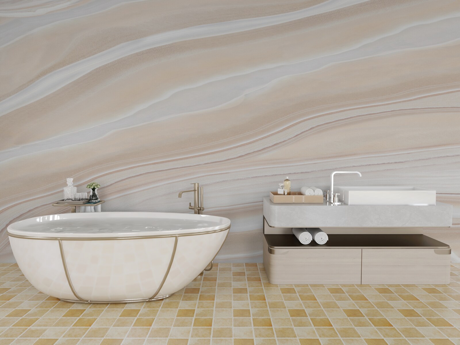 Фотошпалери яскрава керамічна плитка