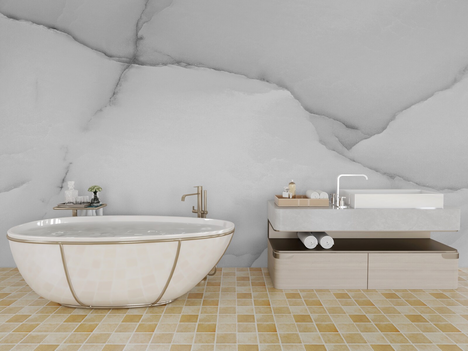 Фотошпалери візерунок з натурального білого мармуру