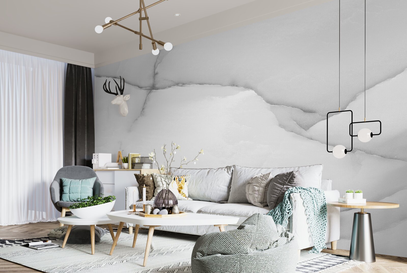 Фотошпалери візерунок з натурального білого мармуру