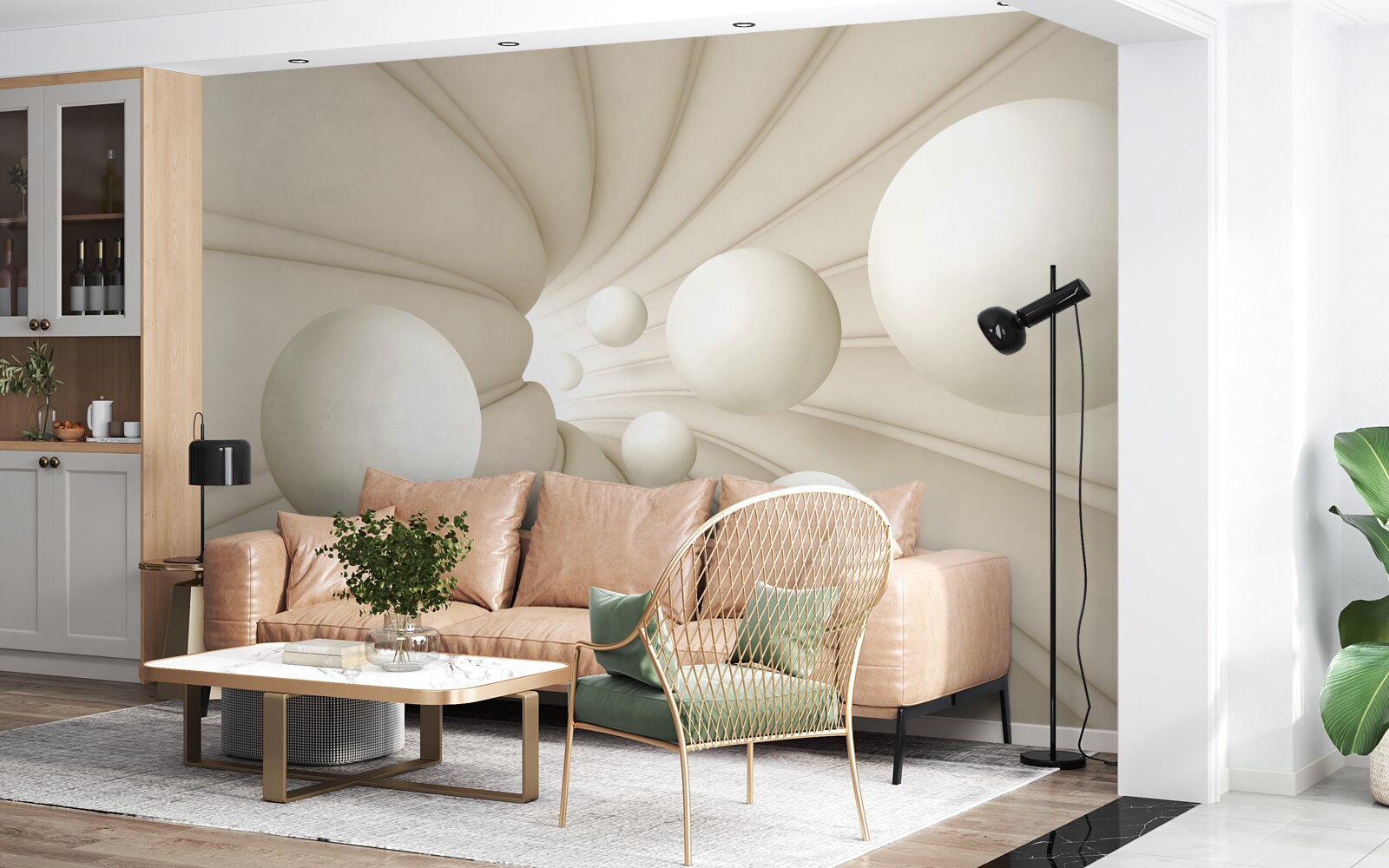 Фотошпалери білі кульки різних розмірів і форм