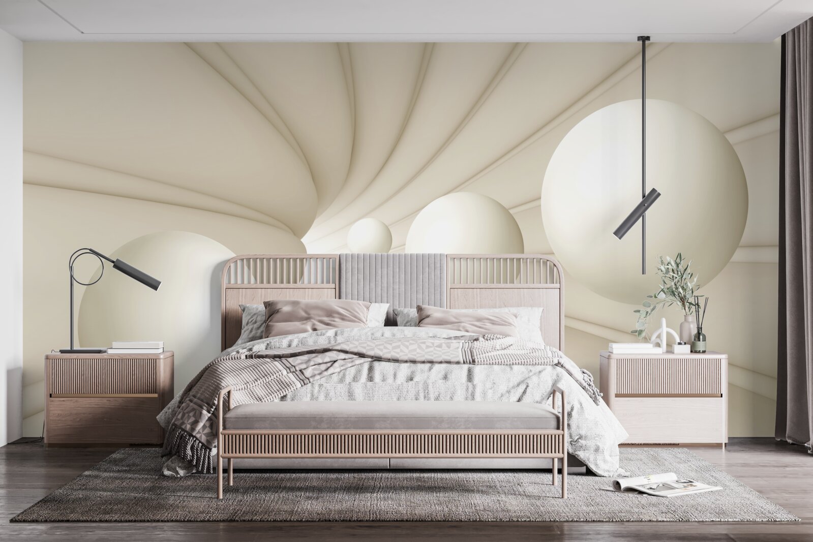 Фотошпалери білі кульки різних розмірів і форм