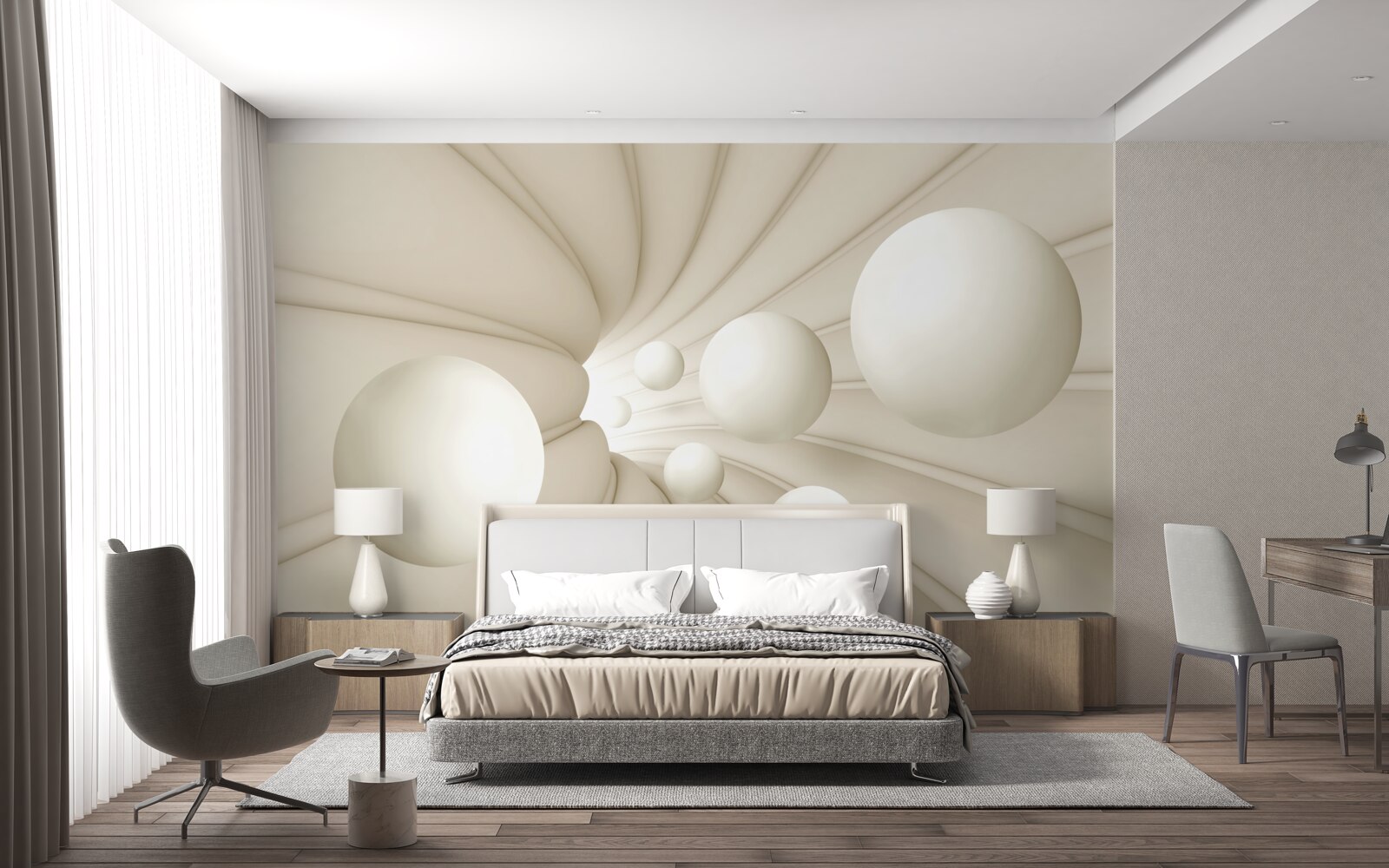 Фотошпалери білі кульки різних розмірів і форм