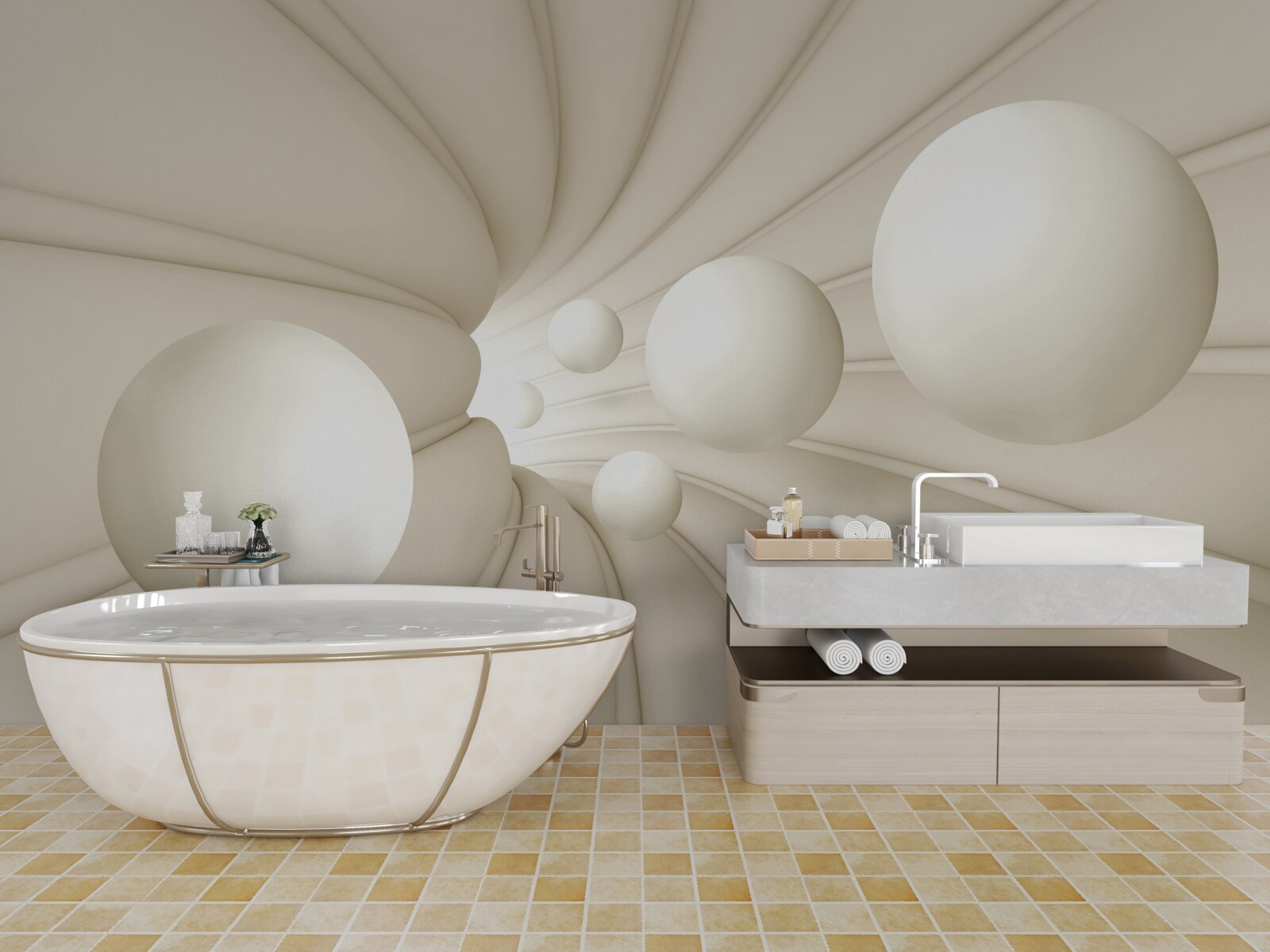 Фотошпалери білі кульки різних розмірів і форм