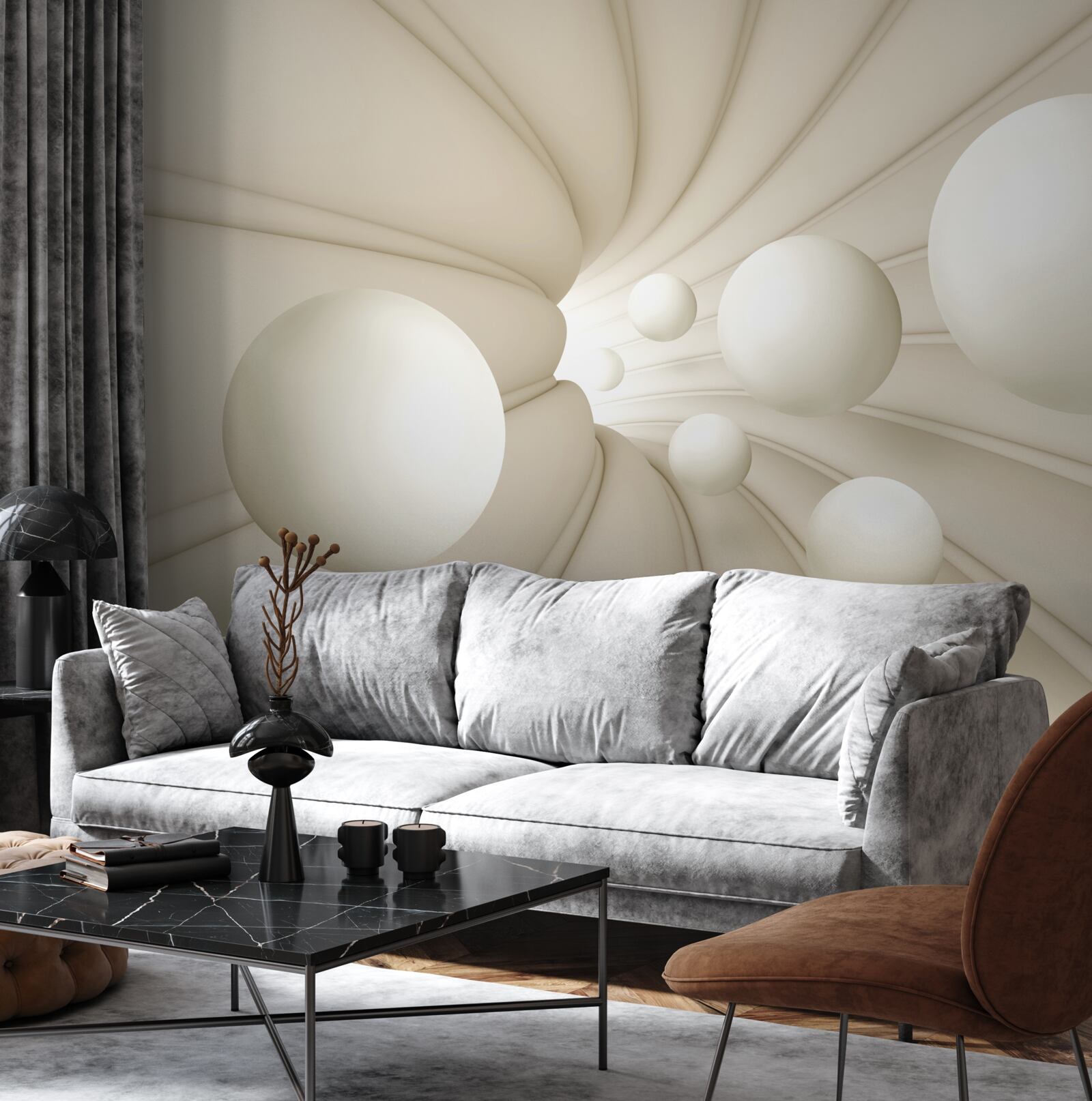 Фотошпалери білі кульки різних розмірів і форм