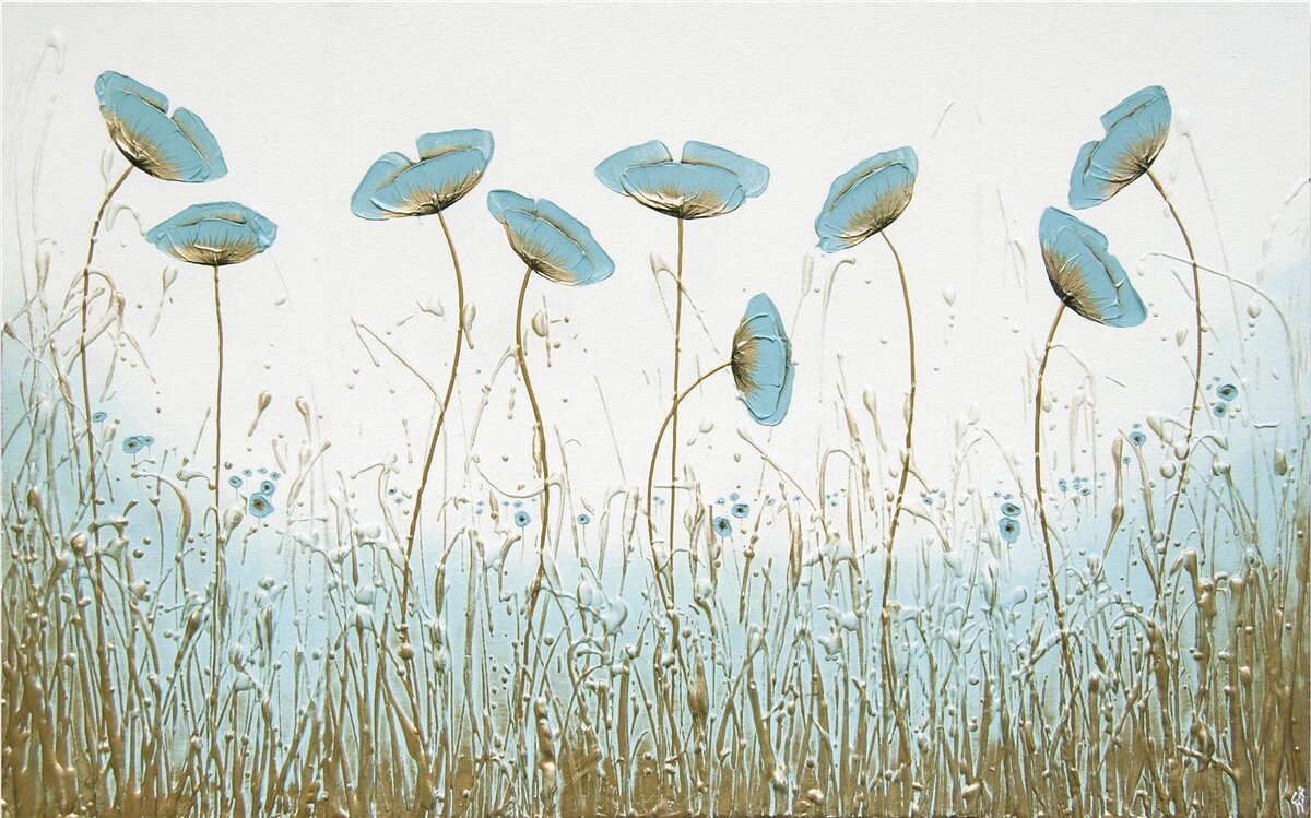 Фотошпалери блакитні квіти на витончених стеблах