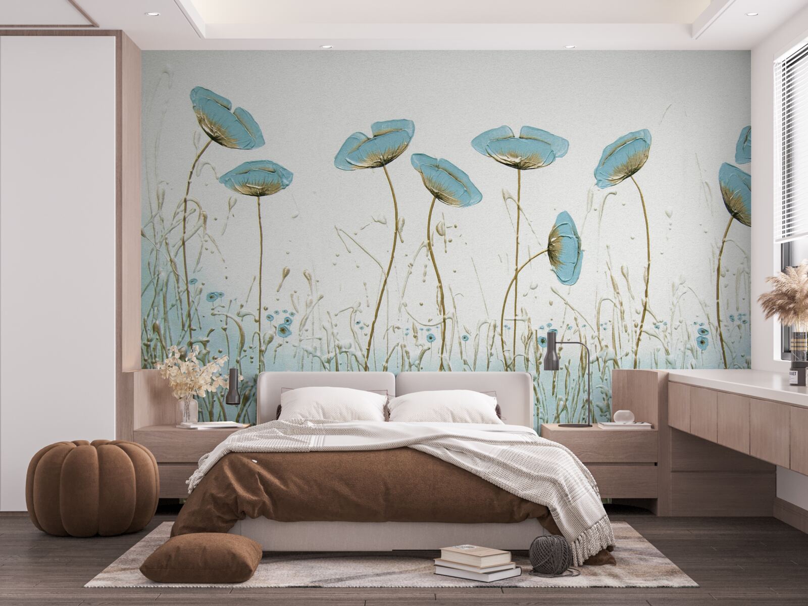 Фотошпалери блакитні квіти на витончених стеблах