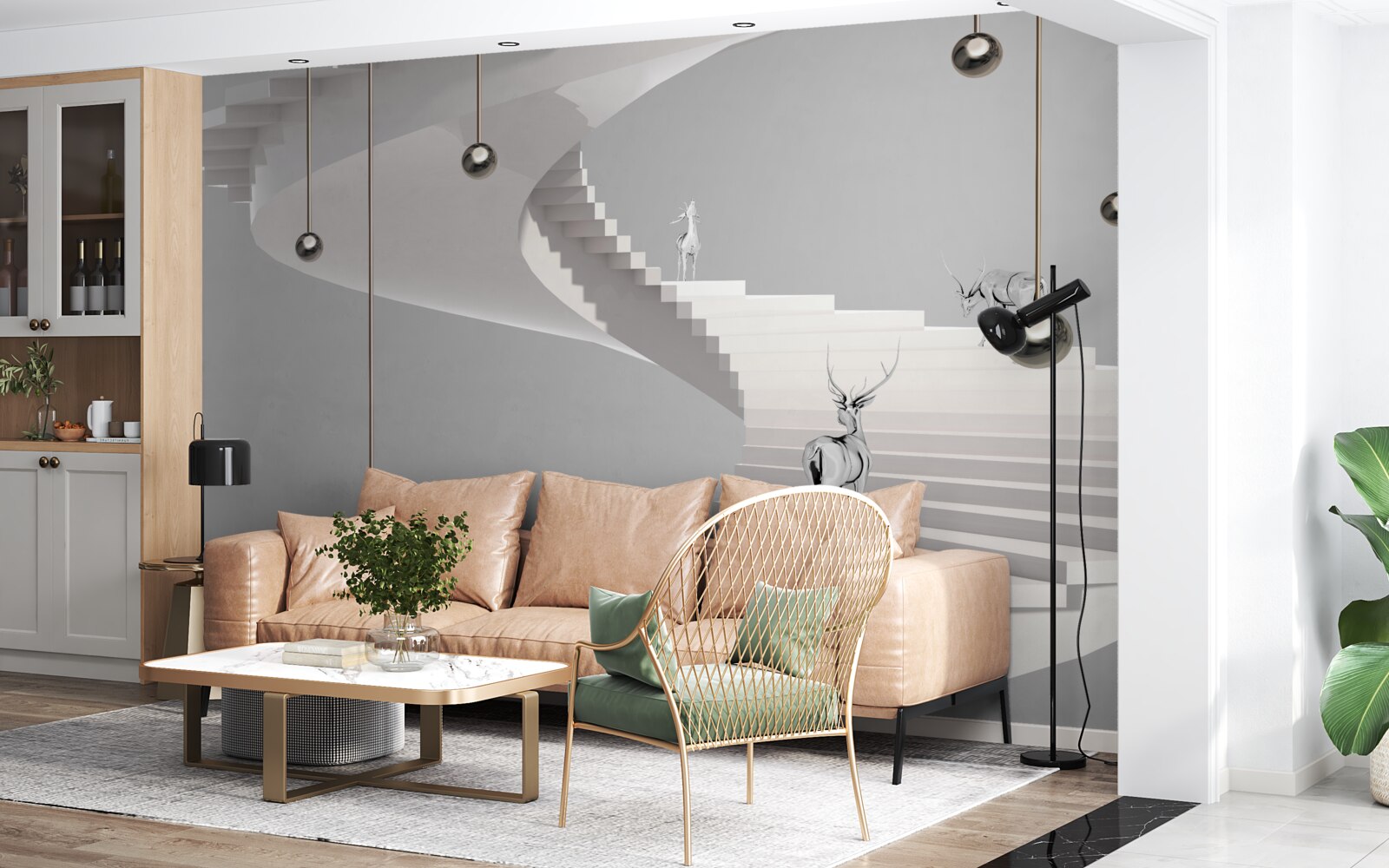 Фотошпалери олень на гвинтових сходах