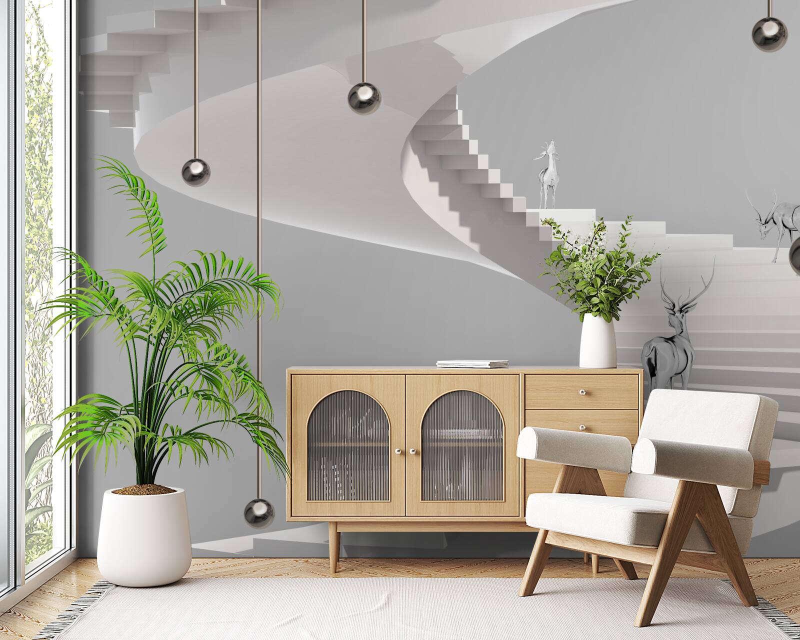 Фотошпалери олень на гвинтових сходах