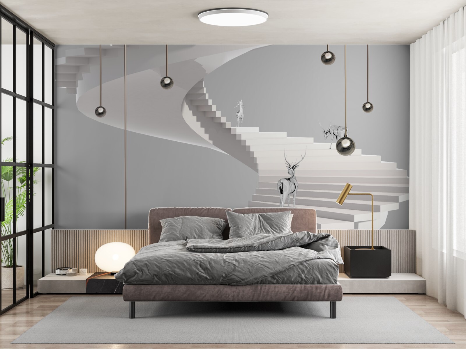 Фотошпалери олень на гвинтових сходах