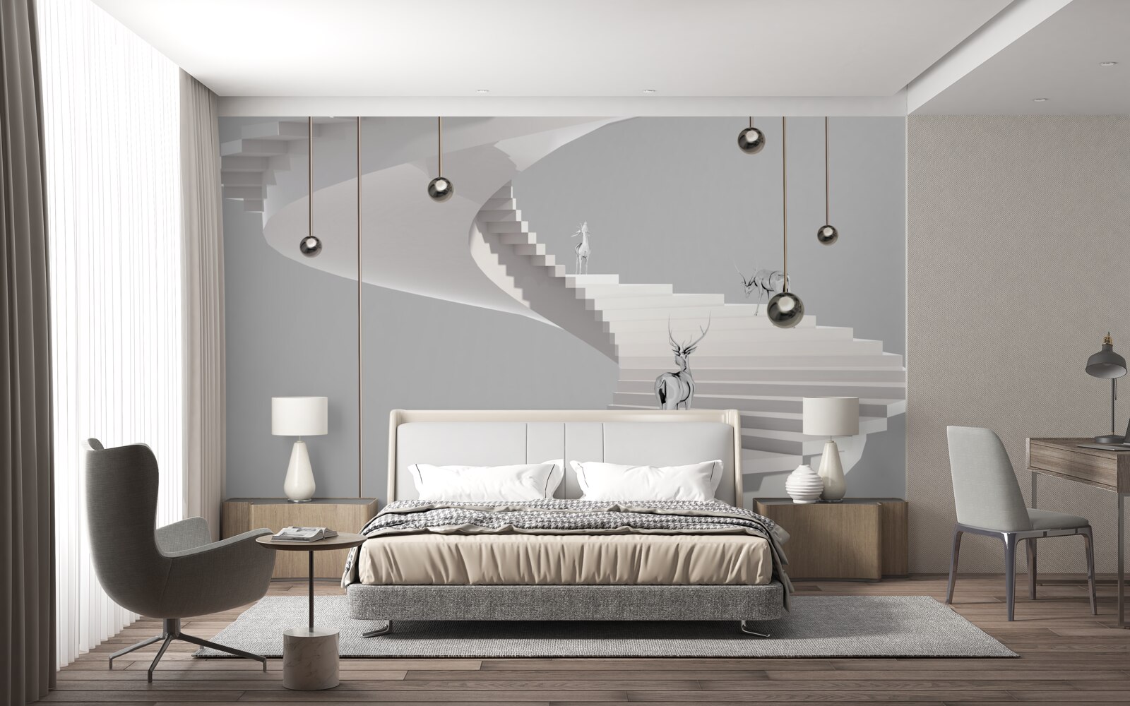 Фотошпалери олень на гвинтових сходах