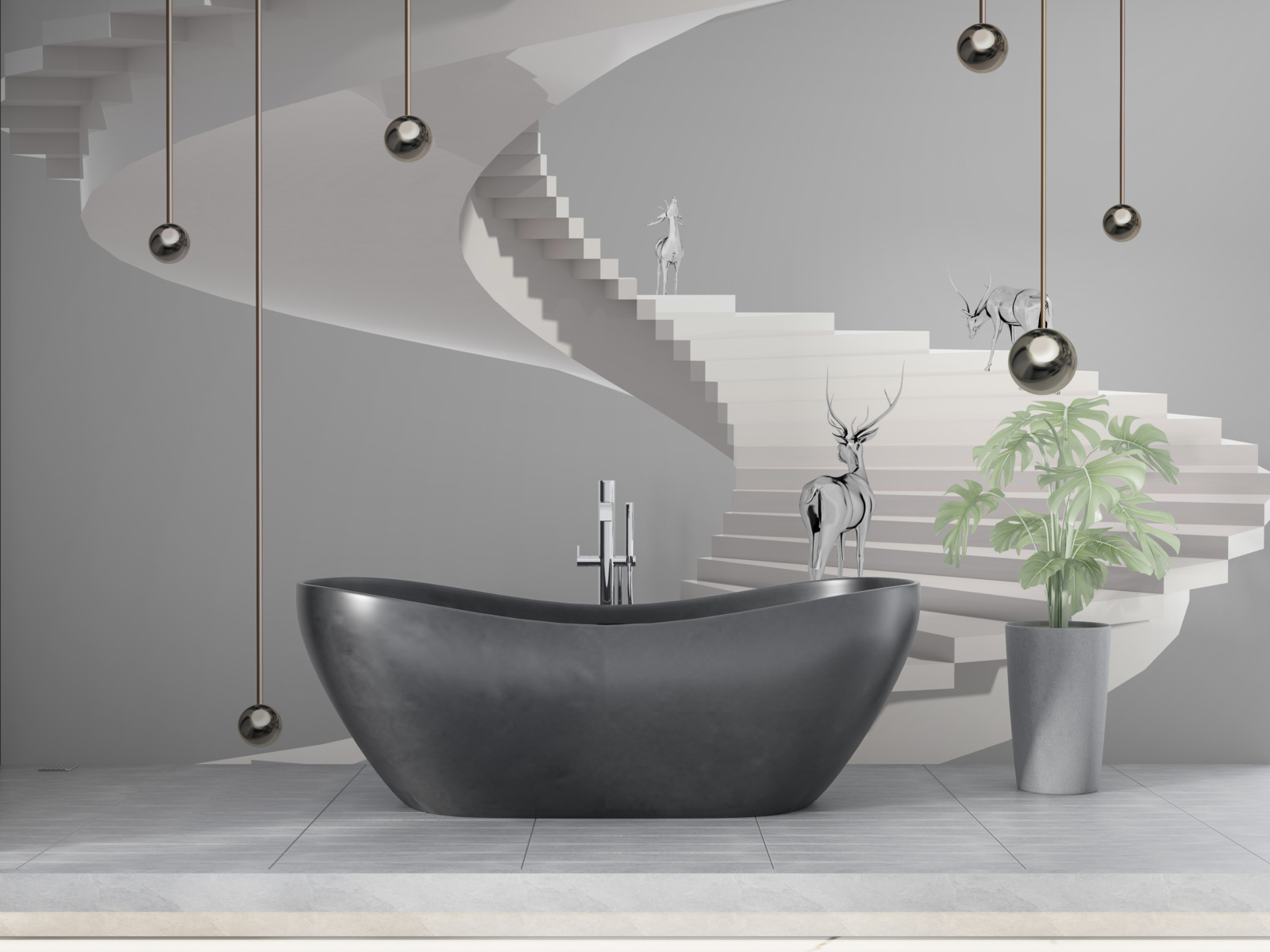 Фотошпалери олень на гвинтових сходах