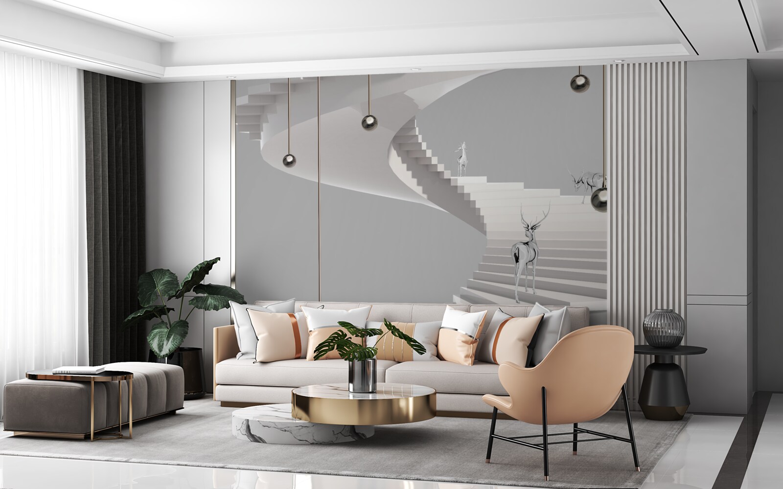 Фотошпалери олень на гвинтових сходах