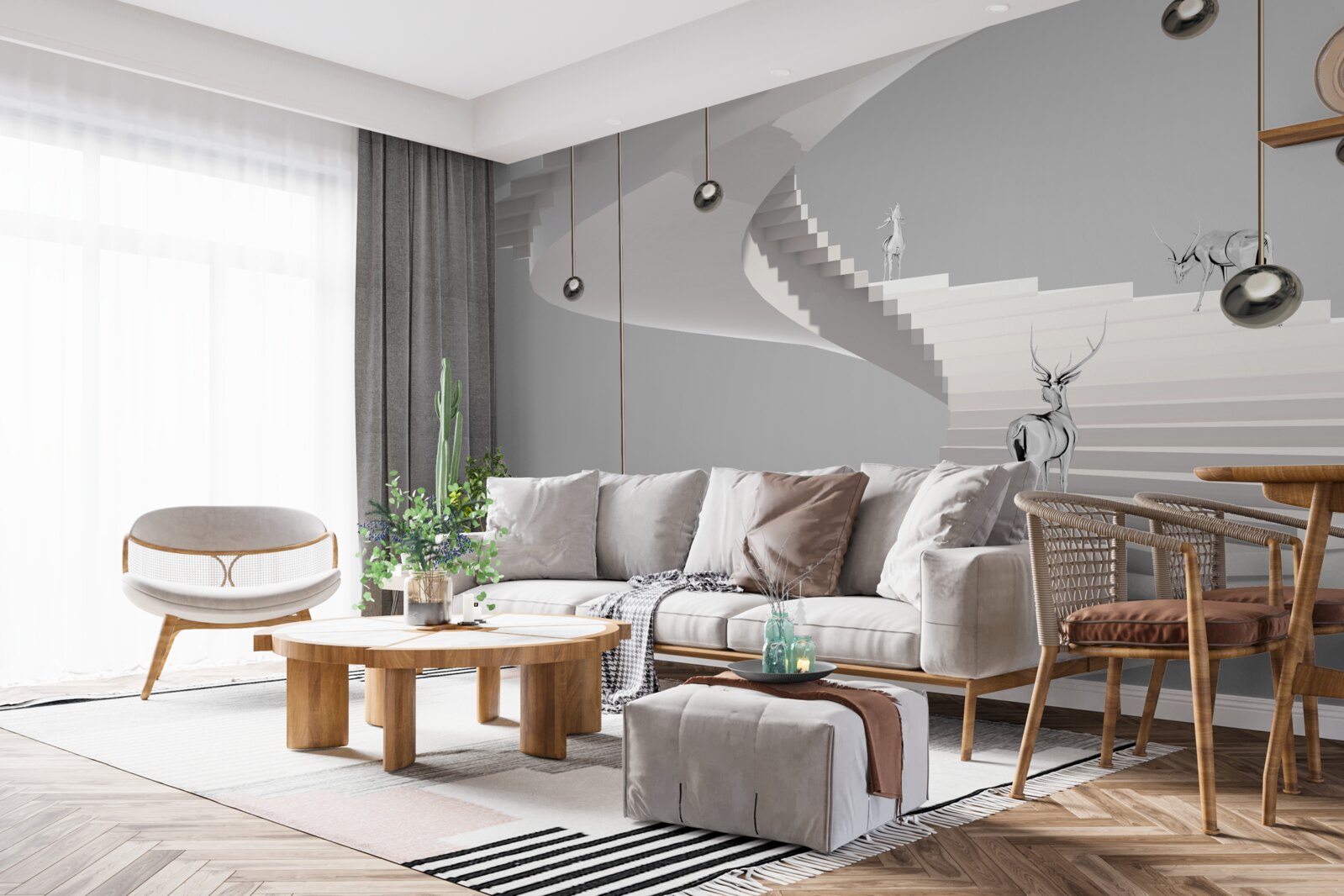 Фотошпалери олень на гвинтових сходах