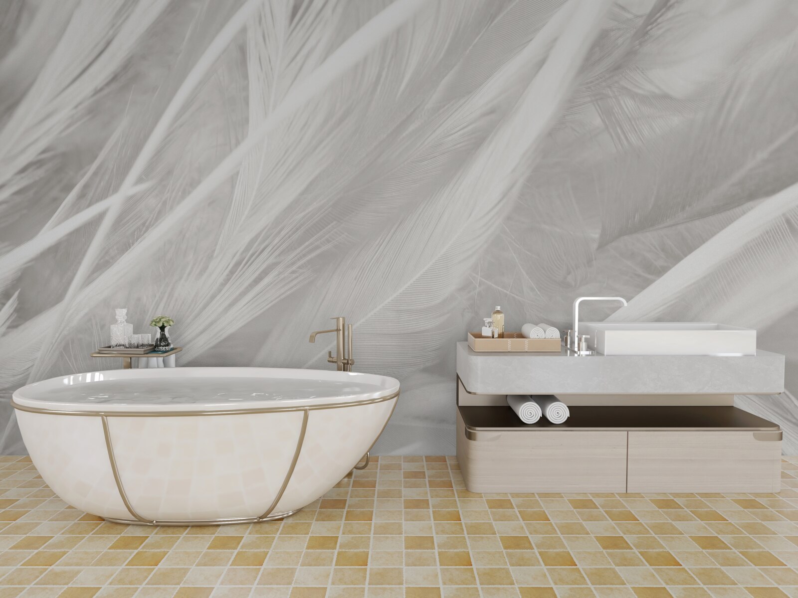 Фотошпалери велика кількість світлого пір'я