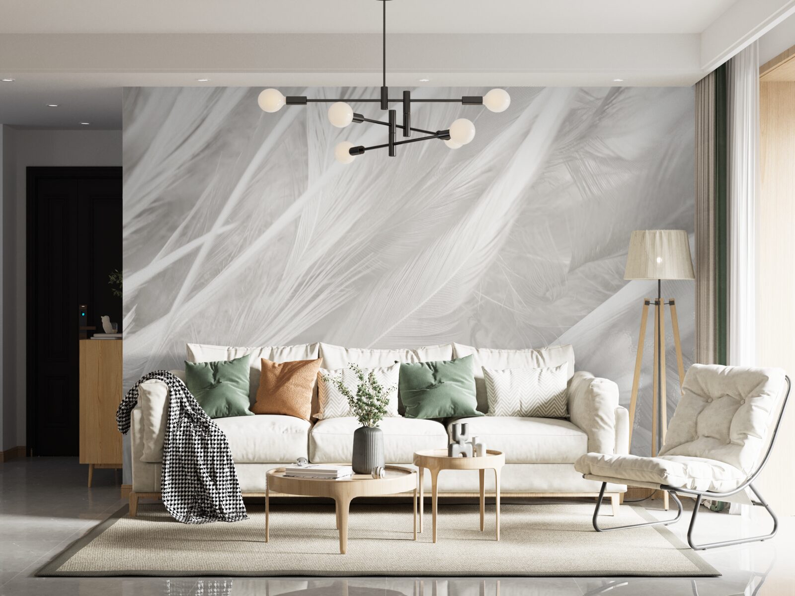 Фотошпалери велика кількість світлого пір'я