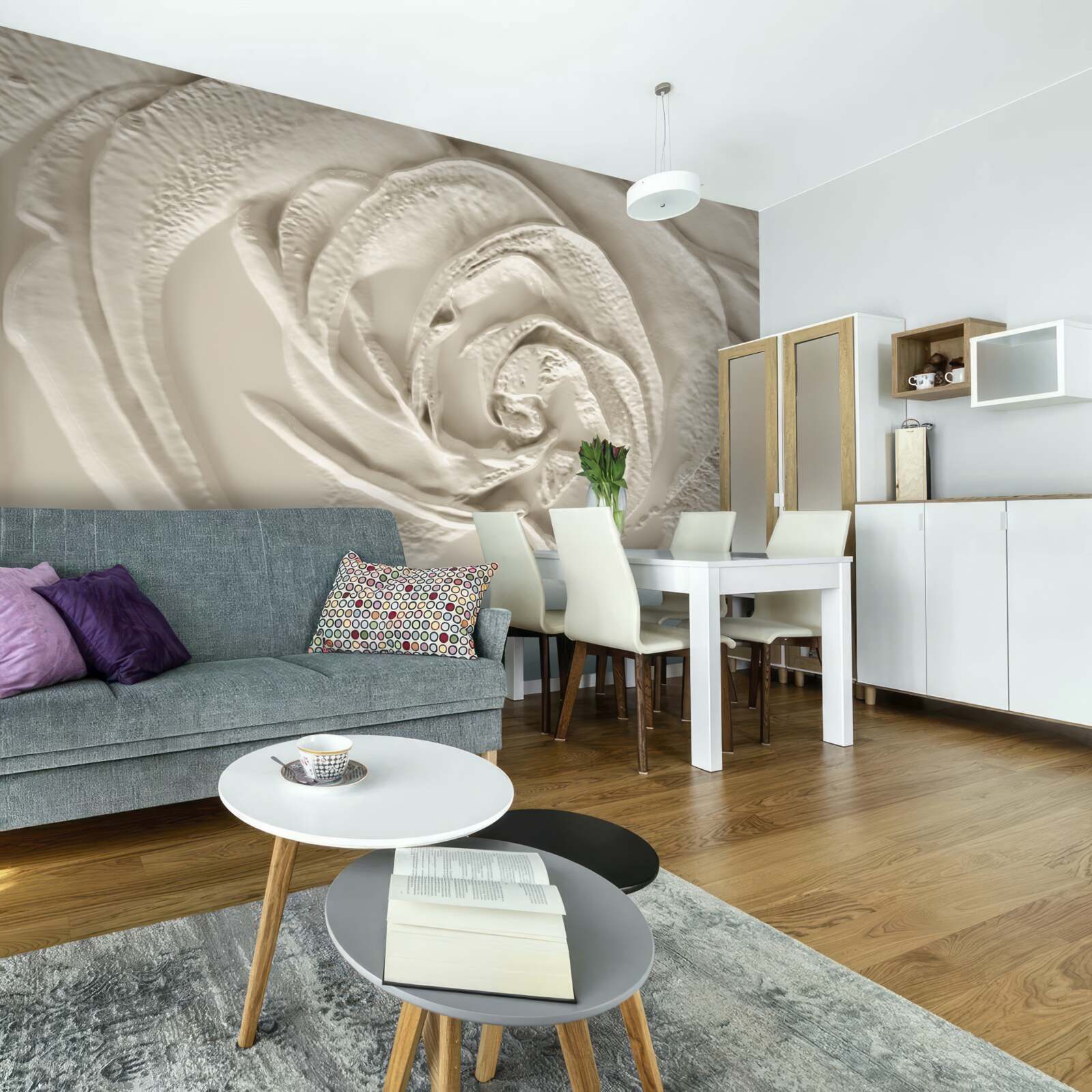 Фотошпалери Гіпсовий рельєф із зображенням троянди