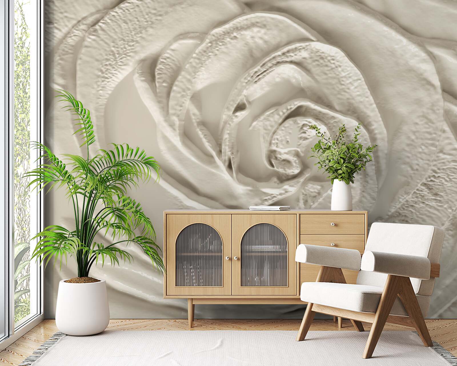 Фотошпалери Гіпсовий рельєф із зображенням троянди