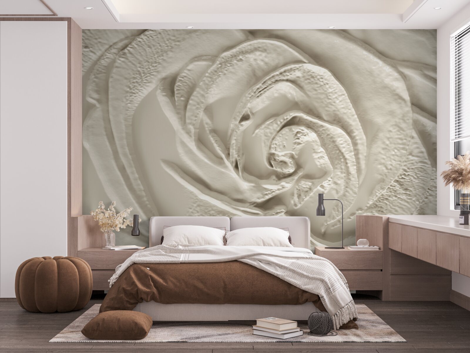 Фотошпалери Гіпсовий рельєф із зображенням троянди