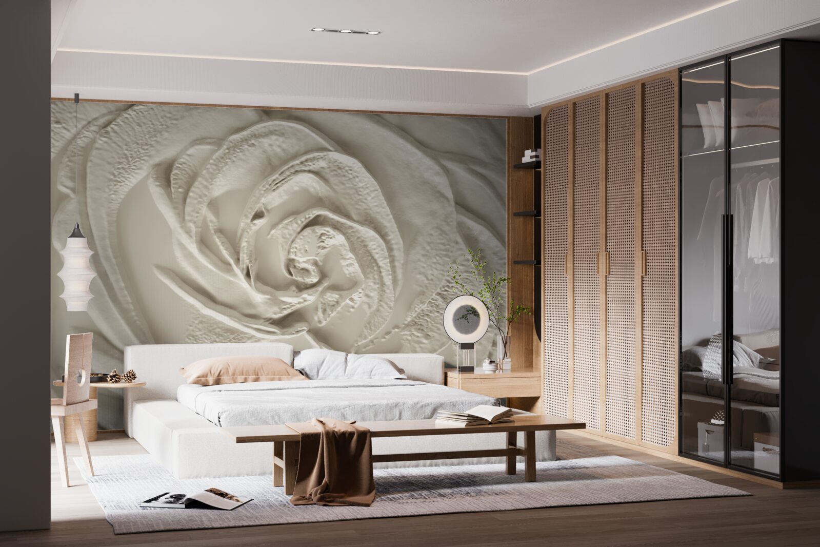 Фотошпалери Гіпсовий рельєф із зображенням троянди