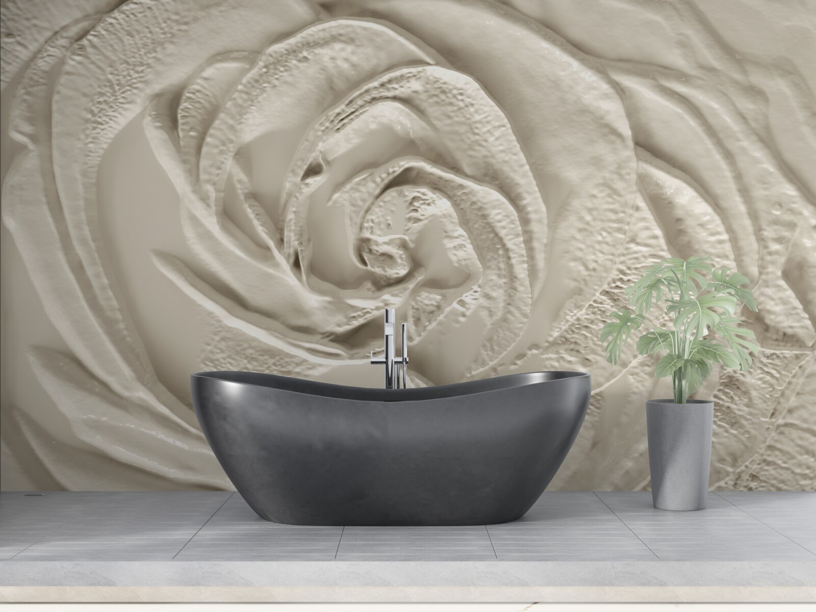 Фотошпалери Гіпсовий рельєф із зображенням троянди