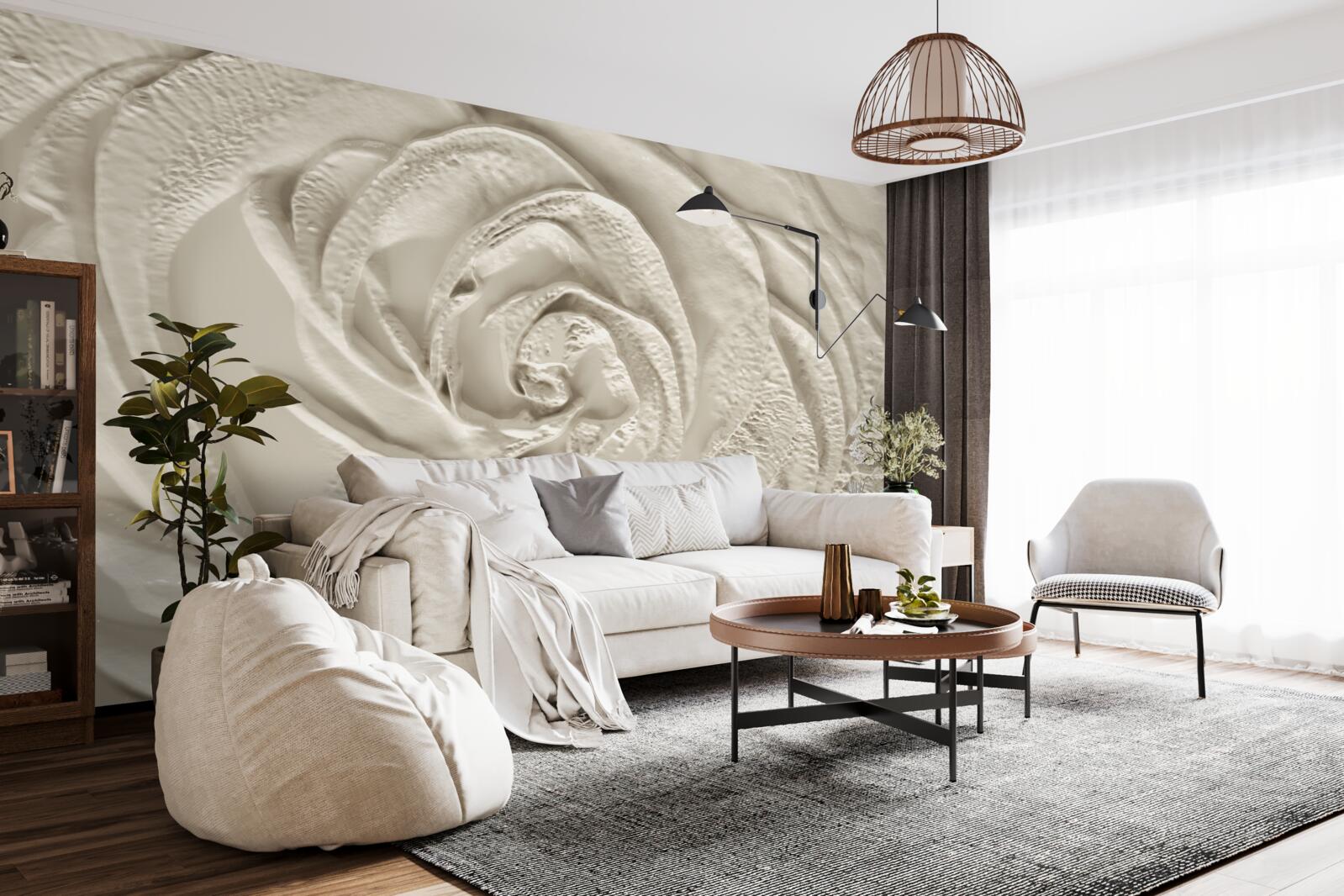 Фотошпалери Гіпсовий рельєф із зображенням троянди