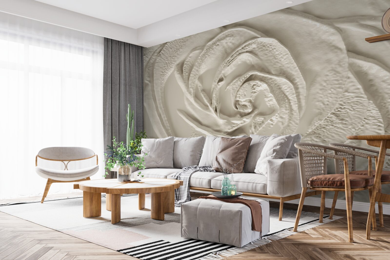 Фотошпалери Гіпсовий рельєф із зображенням троянди