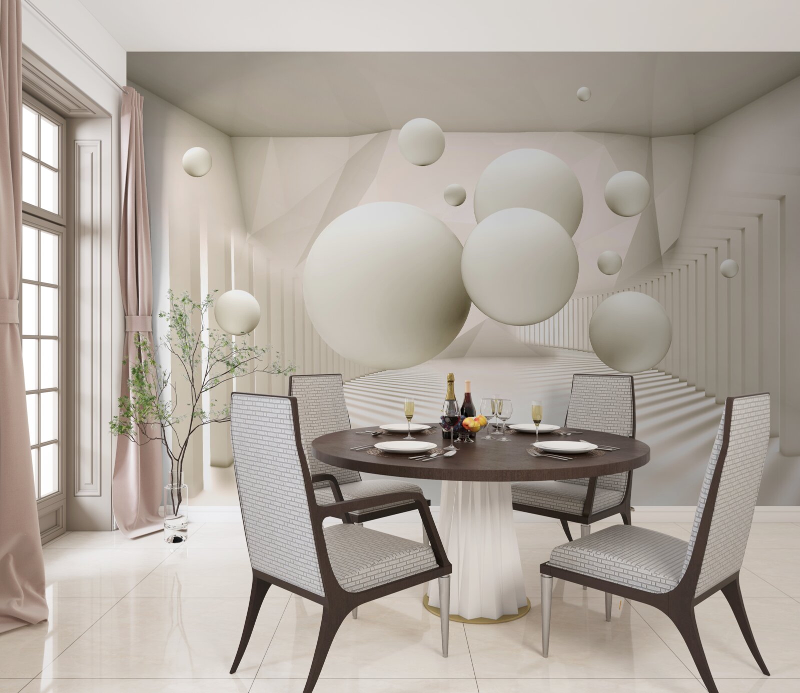 Фотошпалери білосніжні плаваючі колеса