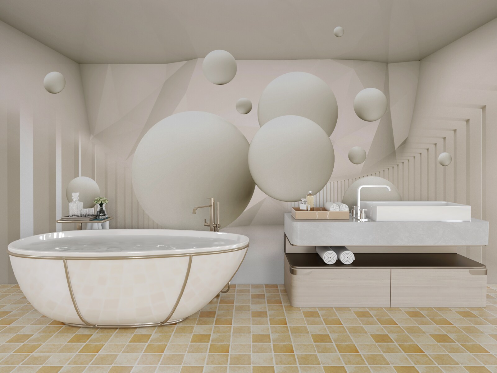 Фотошпалери білосніжні плаваючі колеса