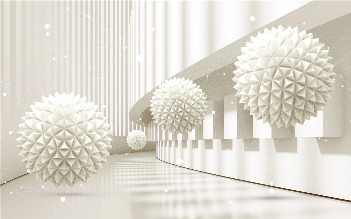 Фотошпалери білі повітряні кульки з об'ємним дизайном