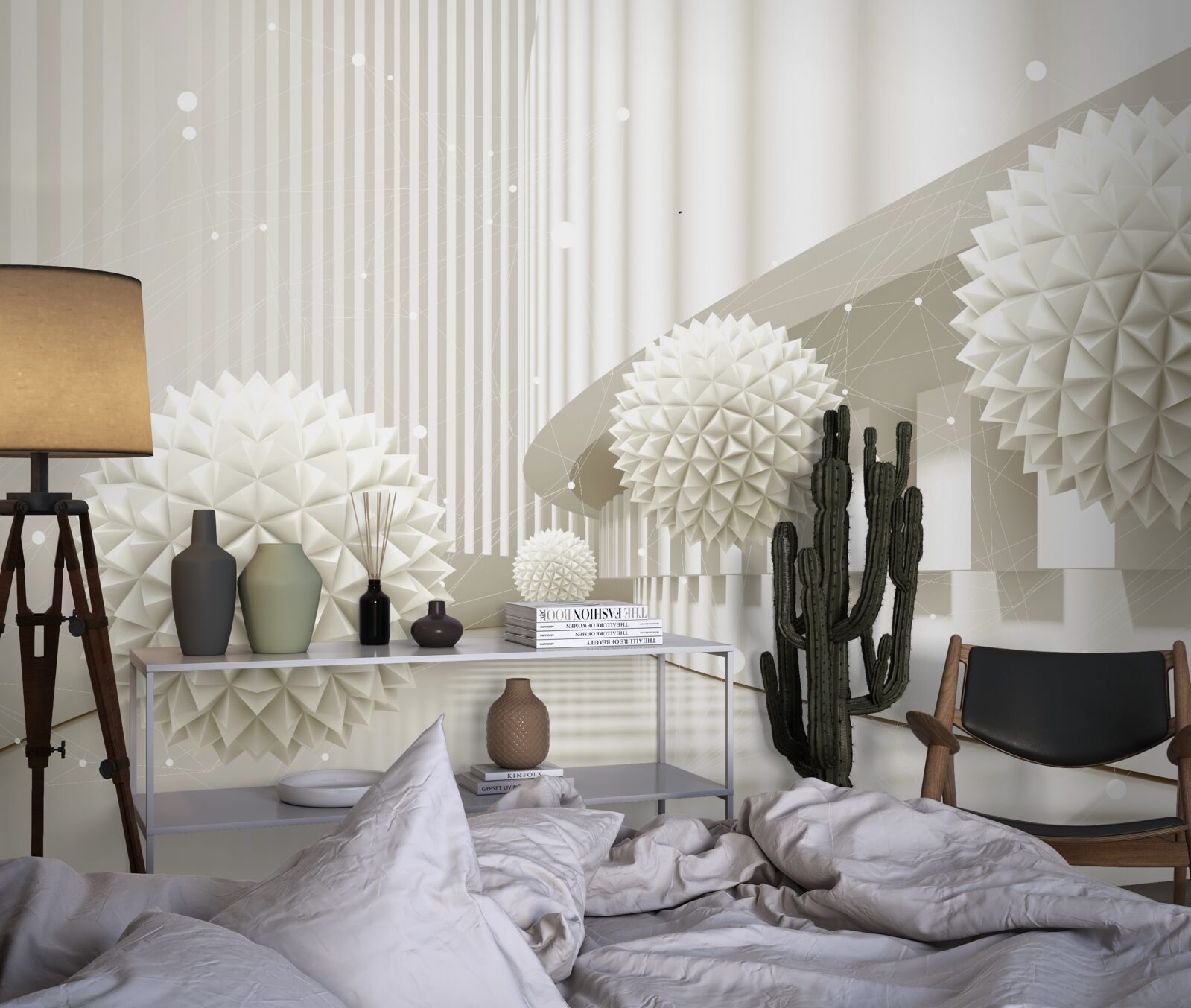 Фотошпалери білі повітряні кульки з об'ємним дизайном