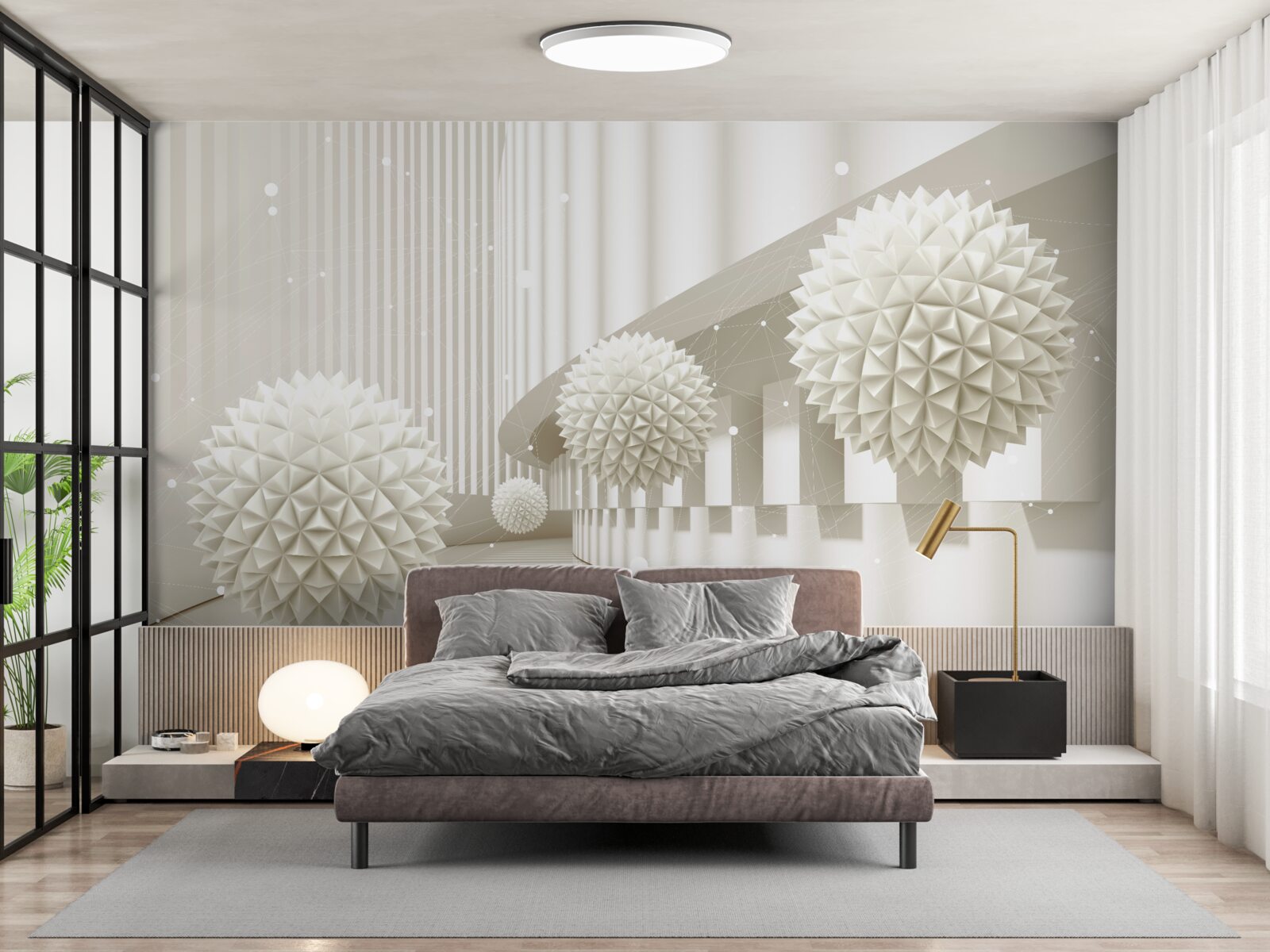 Фотошпалери білі повітряні кульки з об'ємним дизайном