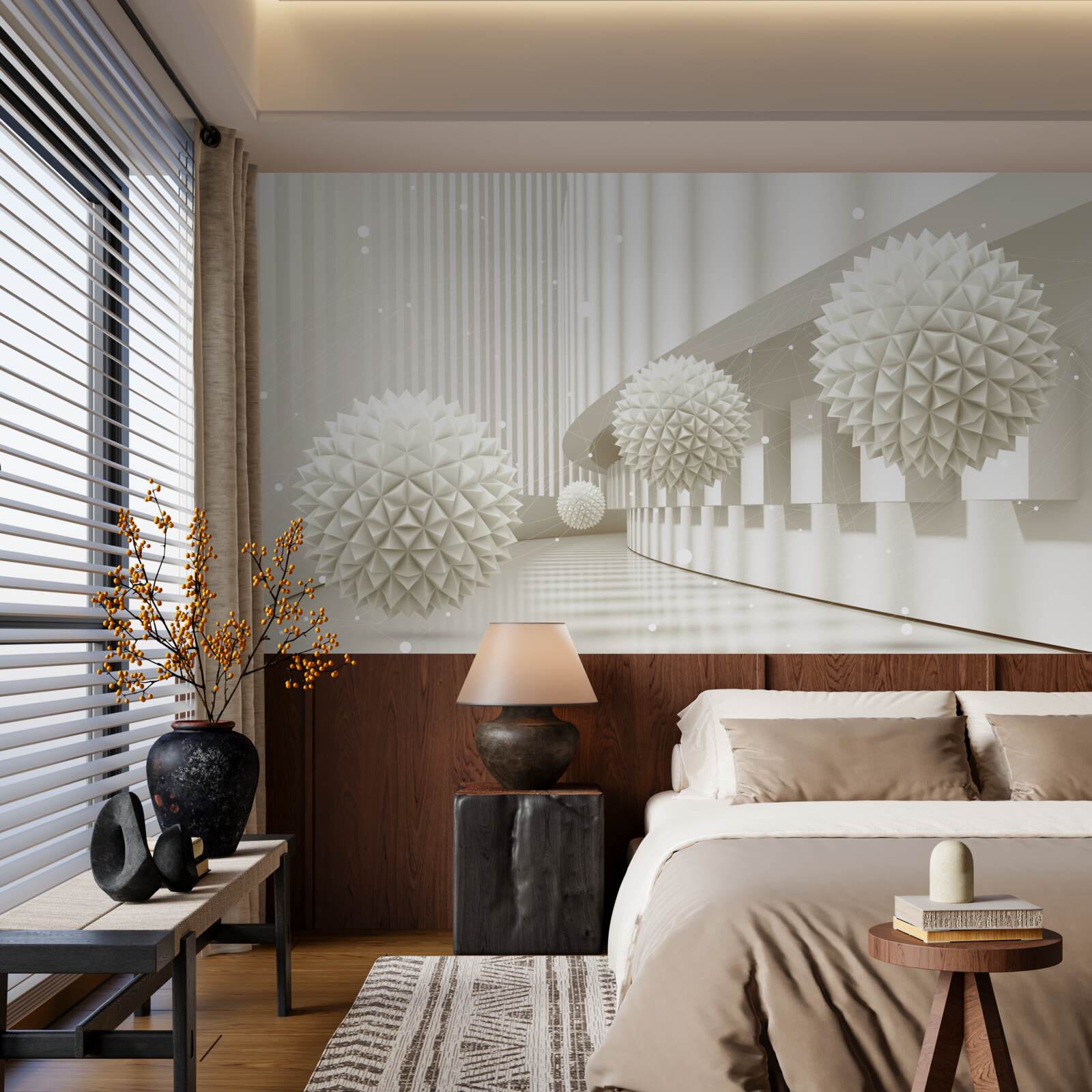 Фотошпалери білі повітряні кульки з об'ємним дизайном