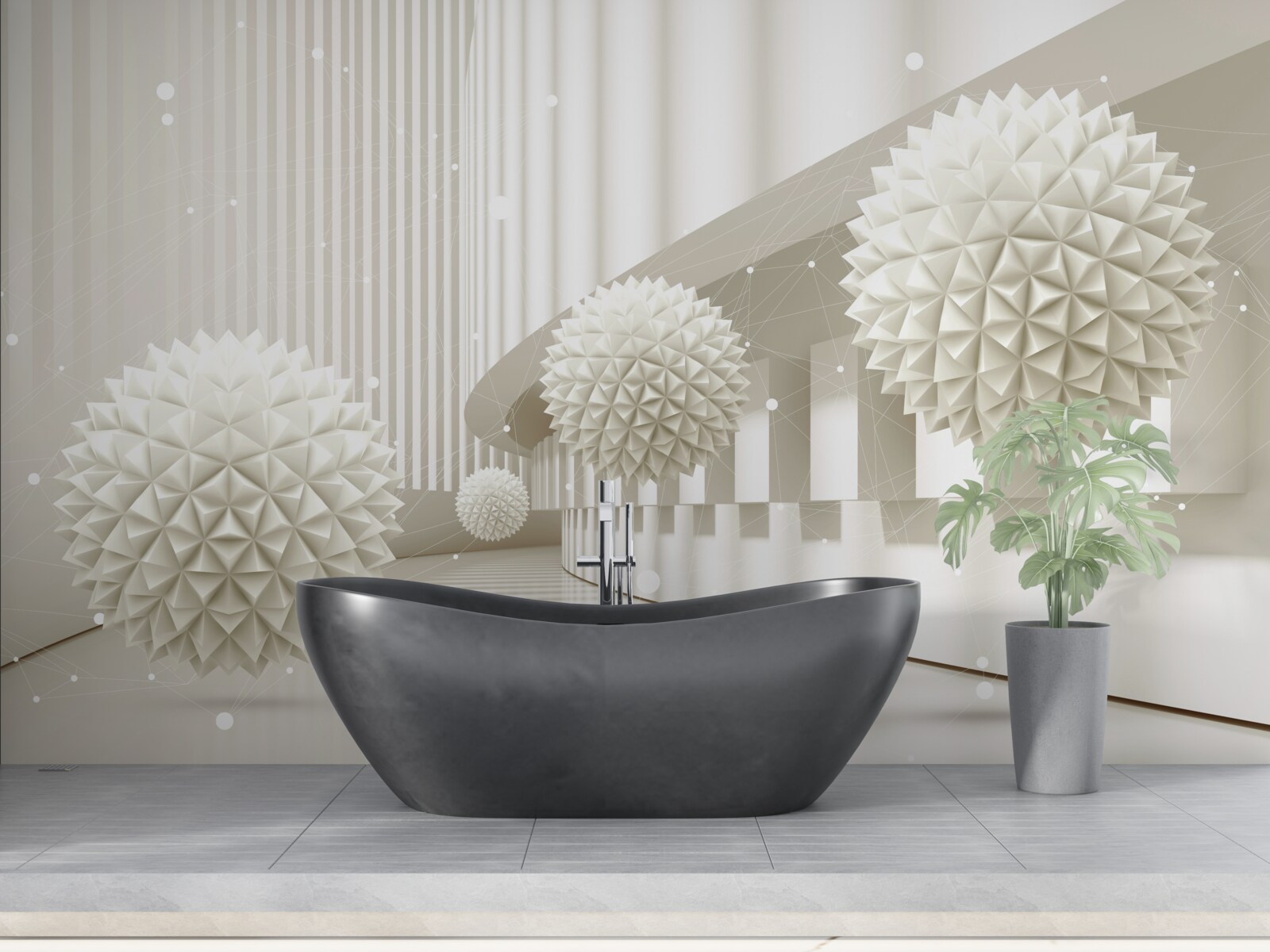 Фотошпалери білі повітряні кульки з об'ємним дизайном