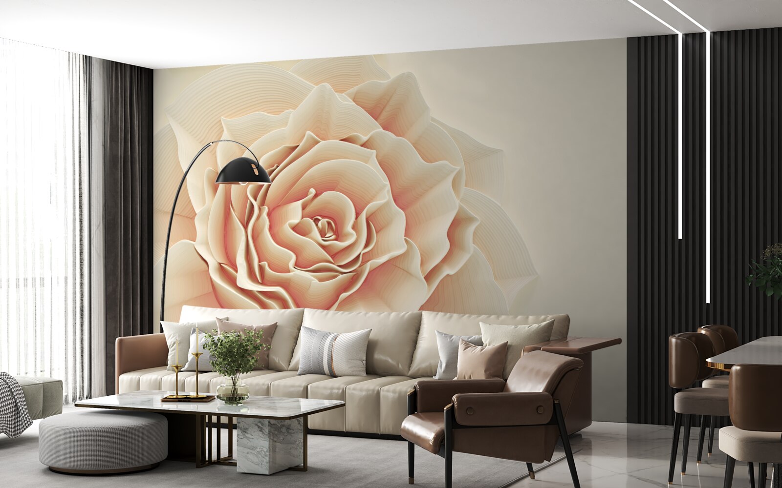 Фотошпалери велика кремова троянда