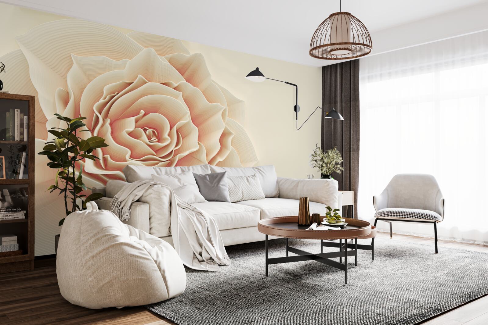 Фотошпалери велика кремова троянда