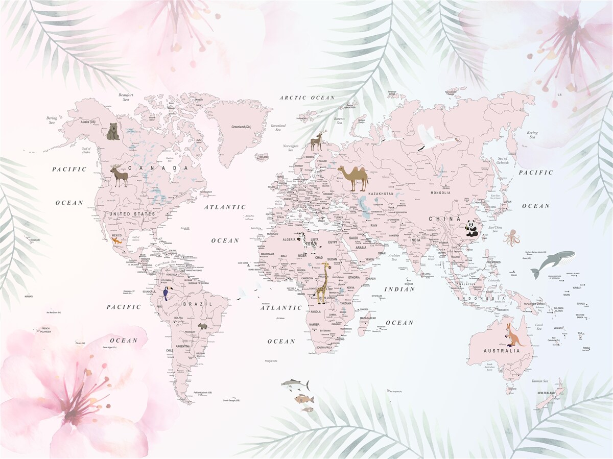 Фотошпалери карта світу на м'якому світлому фоні