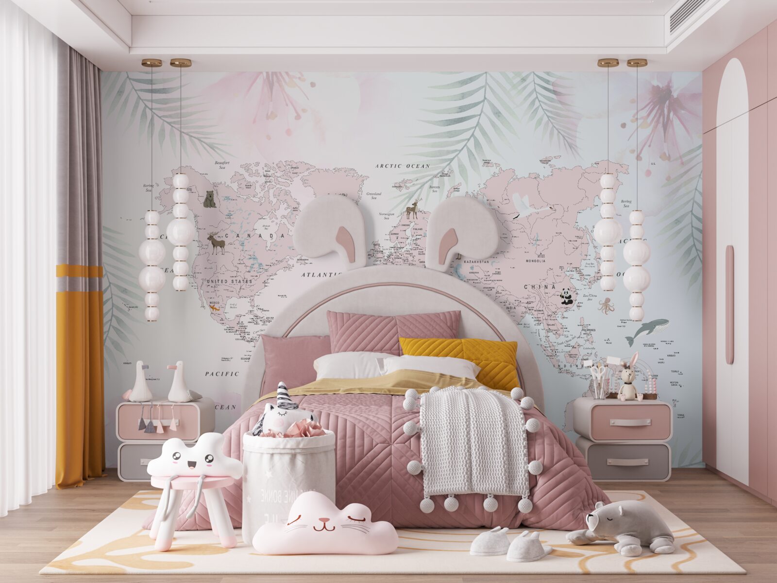 Фотошпалери карта світу на м'якому світлому фоні