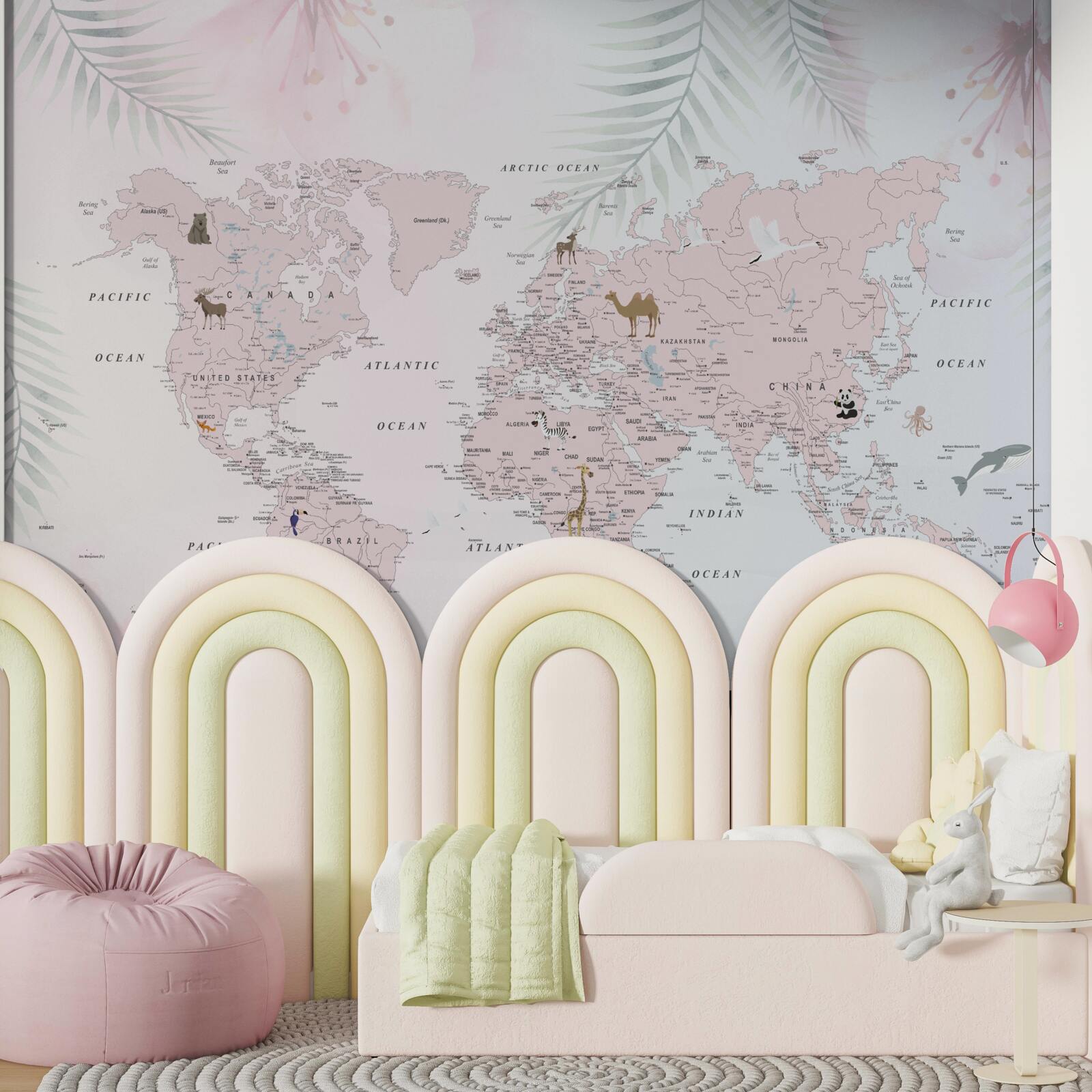 Фотошпалери карта світу на м'якому світлому фоні